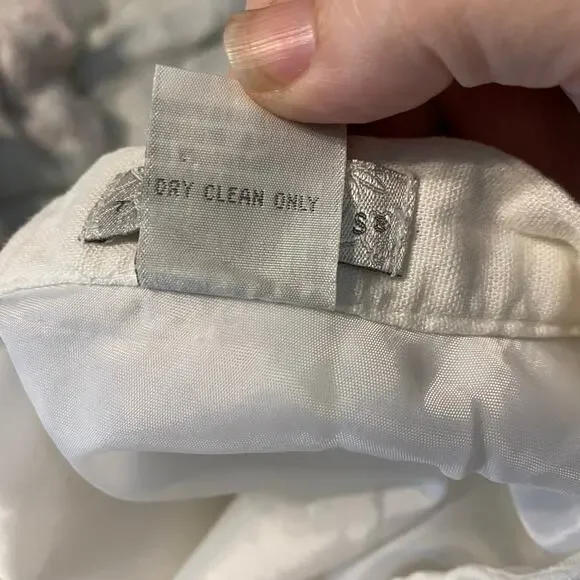 Vintage Tweeds White Linen Blend Eyelet Embroidered Midi Skirt Size 14 boho - Picture 6 of 6